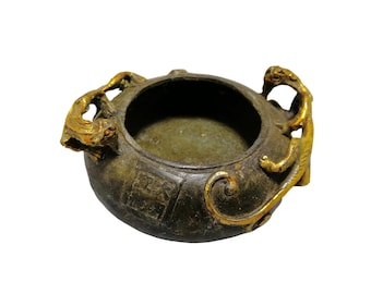 Vintage Bronze Gilded Pixiu Incense Burner, Chinese Wealth Censer