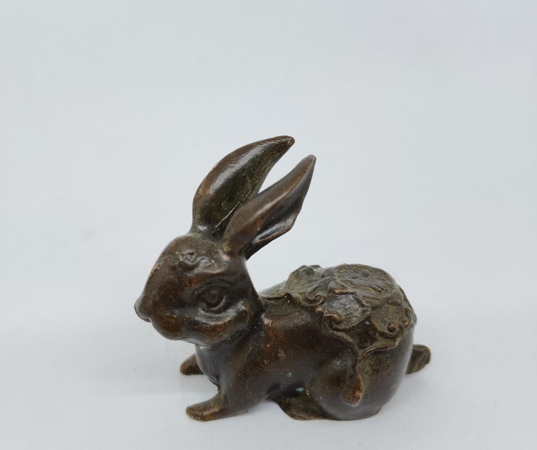 Hand-cast Patinated Bronze Rabbit Tea Pet | Artisan Lucky Bunny Tea ...