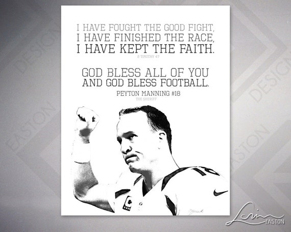 Peyton Manning 18 The Sheriff 2 Timothy 47 Football Vertical Archival Print Text With Image 8x10 11x14 16x20 20x24 24x30