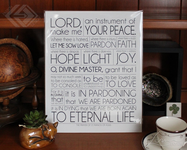 St. Francis of Assisi Prayer Inspiration Poster Print 8x10, 11x14, 16x20, 20x24, 24x36 image 2