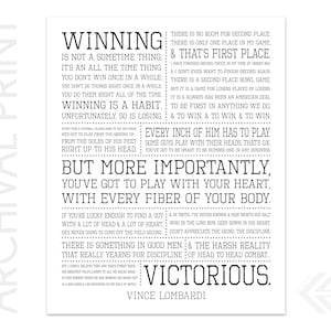 What it takes to be number one - Vince Lombardi - Full quote WINNING is a habit - Inspiration Print - 8x10, 11x14, 16x20, 20x24, 24x30