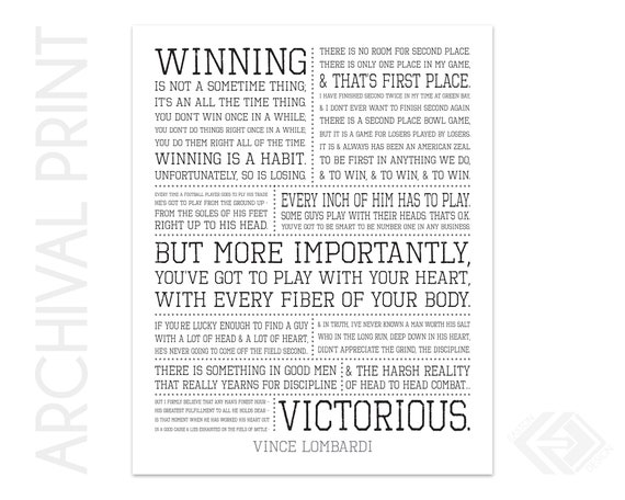 What It Takes To Be Number One Vince Lombardi Full Quote Etsy