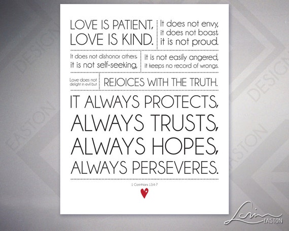 1 Corinthians 13 4 7 Love Bible Verse Wedding Anniversary Etsy