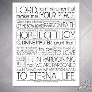 St. Francis of Assisi Prayer Inspiration Poster Print 8x10, 11x14, 16x20, 20x24, 24x36 image 1
