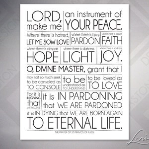 St. Francis of Assisi Prayer - Inspiration Poster Print - 8x10, 11x14, 16x20, 20x24, 24x36