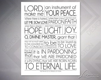 St. Francis of Assisi Prayer - Inspiration Poster Print - 8x10, 11x14, 16x20, 20x24, 24x36