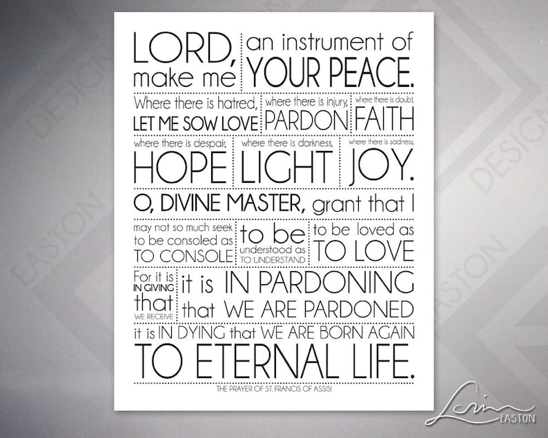 St. Francis of Assisi Prayer Inspiration Poster Print 8x10, 11x14, 16x20, 20x24, 24x36 image 1