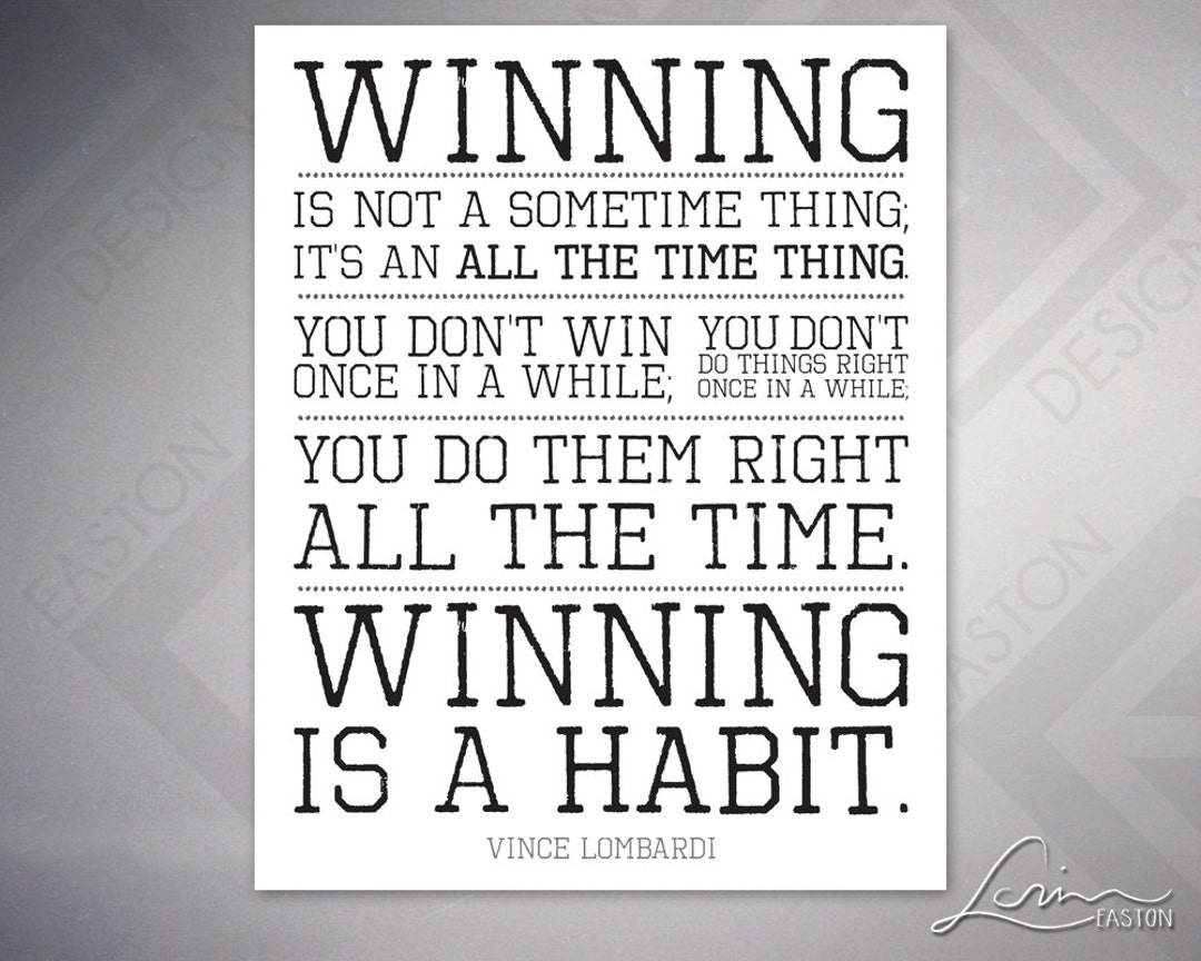 Vince Lombardi Quote Print – Winning is a Habit, Fan Cave Art - Etsy, image size:1080x864