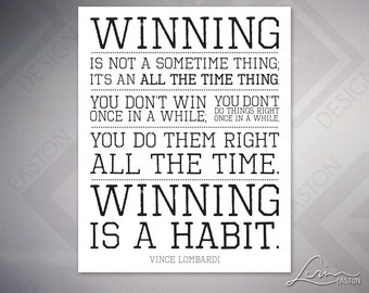 Vince Lombardi Quote Print – Winning is a Habit, Fan Cave Art