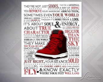 Shoe Quote Art Print, Sneakerhead Gift, Red White Blue Poster