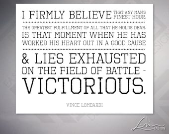Vince Lombardi Quote Print - Victorious, Motivational Fan Art