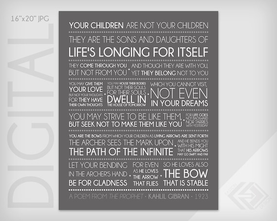Ihre Kinder Kahlil Gibran der Prophet 16 x 20 in | Etsy