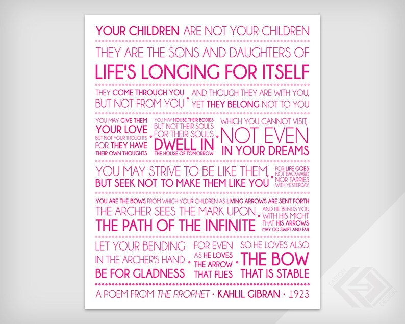On Children Kahlil Gibran the Prophet Nursery Decor - Etsy
