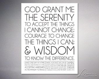 Serenity Prayer by Reinhold Neibuhr - Inspiration Poster Print - 8x10, 11x14, 16x20, 20x24, 24x30, 24x36