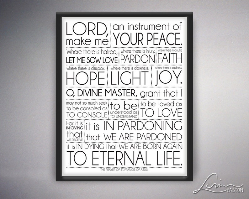 St. Francis of Assisi Prayer Inspiration Poster Print 8x10, 11x14, 16x20, 20x24, 24x36 image 3