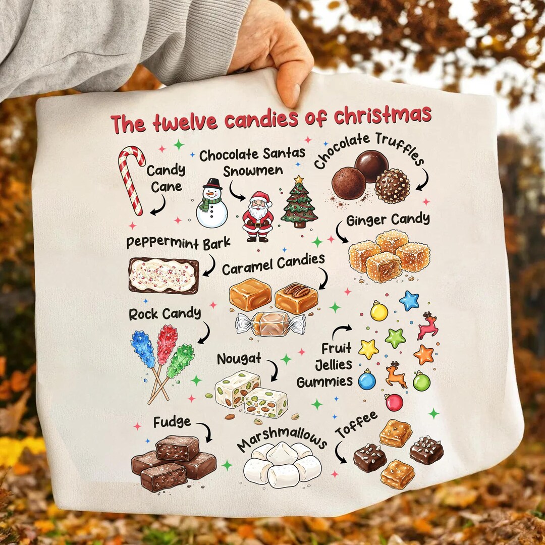 The Twelve Candies of Christmas PNG, Retro Christmas Candy Clipart ...