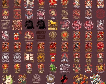 Year of the Horse 2026 PNG Bundle | Chinese New Year Clipart | Zodiac ...