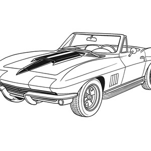 Corvette Coloring Page: Classic Sports Car Printable, Vintage Muscle Car Art, Retro Vehicle Coloring for Kids & Adults, Instant Download
