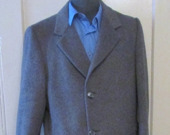 Vintage Hudson Bay Size 38 Mens Coat Wool Coat 43" Long Coat Color Bluish Grey Tag Size 40 Tall 1980's