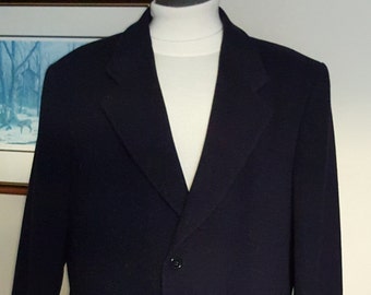 Vintage HYDE PARK Mens CASHMERE-Wool Overcoat Size 42 Dress Coat, Dark Navy Blue Dress Coat, Excellent Condition Made In Canada