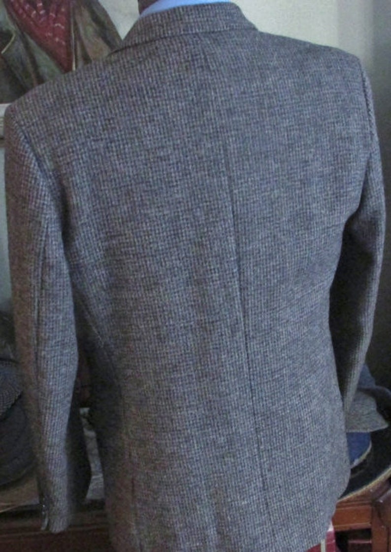 Vintage Mens Tweed Jacket ,Mens Double Breasted Tweed Blazer, 1980,s Mens Tweed Coat, Brown Tweed Suit Jacket TweedCheck Measurements , image 3