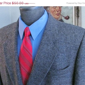 Vintage Mens Tweed Jacket ,Mens Double Breasted Tweed Blazer, 1980,s Mens Tweed Coat, Brown Tweed Suit Jacket TweedCheck Measurements , image 1