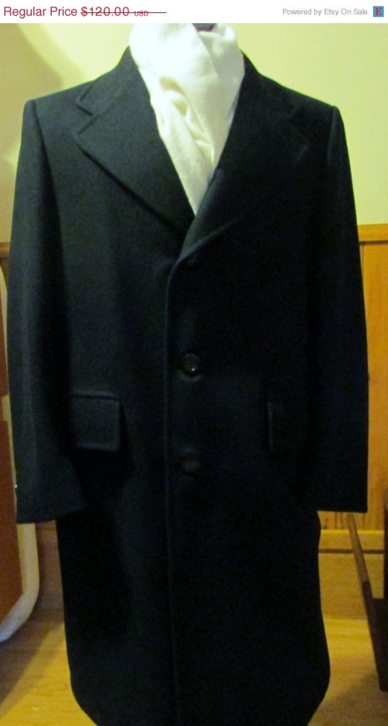 Mens Dark Blue 100 Percent Wool Full Length Coat Size 42 - Etsy