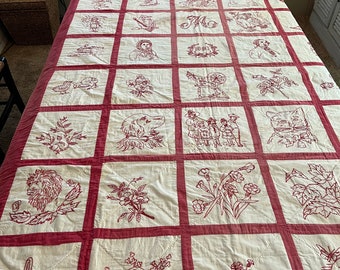 Antique Redwork 1891 Quilt