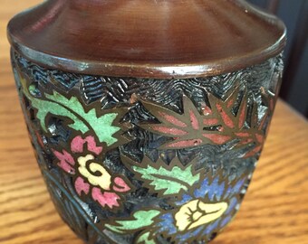 Vintage Bronze Champleve Enamel Vase