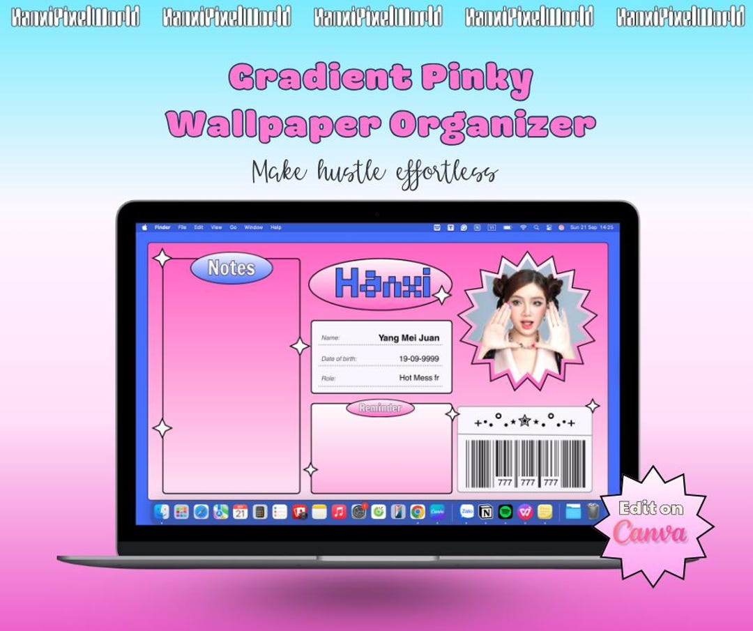 Gradient Pinky Cutesy Desktop Organizer Wallpaper: Customizable Canva ...