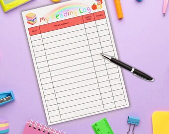 Printable Reading Log for Kids | Digital Download | Ideal For Homeschooling | A4 & A5 PDF