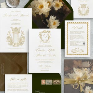 Vintage Romantic Wedding Invitation Suite | Antique Statement Set & Baroque Design | Elegant Wedding | Editable Template in Canva