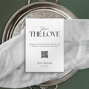 Editable Wedding Share the Love, Modern Lux Templates, Elegant Card, QR Wedding Code, Canva Template, Instant Download Printable