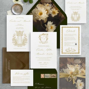 Vintage Romantic Wedding Invitation Suite | Antique Statement Set & Baroque Design | Elegant Wedding | Editable Template in Canva
