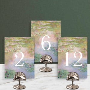 Monet Table Number Template, Editable Wedding Table Numbers, Elegant Impresionits Reception Sign, Printable Table Number, Canva Template