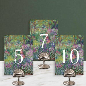 Monet Table Number Template, Editable Wedding Table Numbers, Elegant Impresionits Reception Sign, Printable Table Number, Canva Template