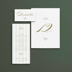 Vintage Wedding Stationery Template Bundle | Elegant Menu, Table Numbers, Place Cards | Digital Download, Editable in Canva
