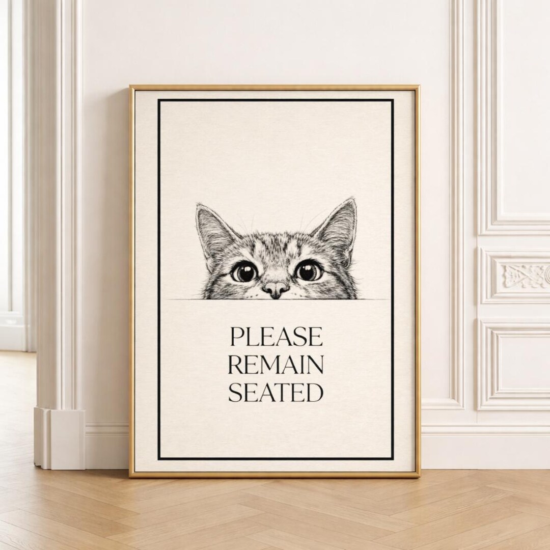Funny Cat Bathroom Wall Art, Cat Bathroom Decor, Minimalist Cat Poster ...