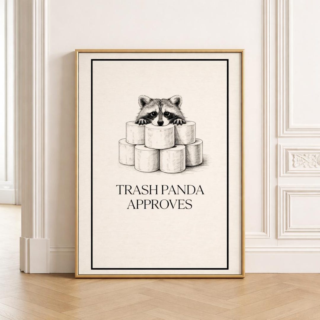Funny Raccoon Bathroom Wall Art,toilet Paper Humor Decor,trash Panda ...