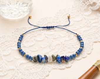 Pulsera de cuentas de gravilla, pulseras ajustables con amatistas de cristal irregular, joyería hecha a mano