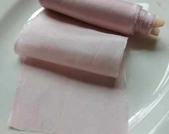 Mallow Pink Classic Silk Ribbon ~ raw edge ribbon ~ wedding bouquet ~ bridal ~ plant dyed silk ribbon ~ silk ribbons