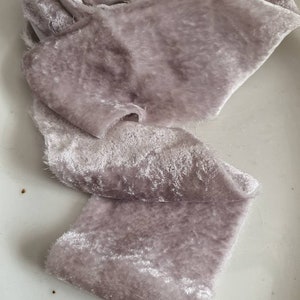 Pale Grey Velvet Silk Ribbon ~ raw edge ribbon ~ wedding bouquet ~ bridal ~ plant dyed ribbons ~ silk ribbons