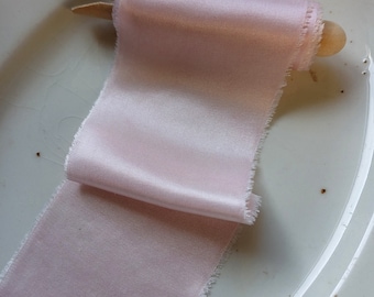 Pink Bamboo & Silk Ribbon ~  Ribbon ~ Raw Edge Ribbon ~ Wedding bouquet ~ Bridal ~ Plant Dyed Ribbon~