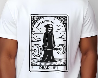 Deadlift Tarot Card Halloween T-Shirt | Funny Gym Shirt | Fitness Bodybuilding Weightlifting Tee | Workout Halloween Graphic Tee