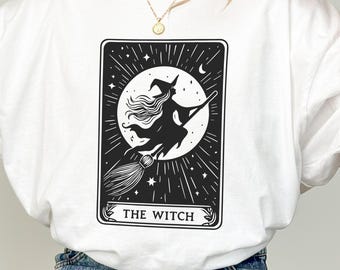 Camiseta de Halloween de bruja / Camiseta gráfica de bruja vintage / Camiseta gótica espeluznante / Top unisex de Halloween