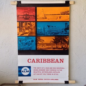 Cartel original de KLM Royal Dutch Airlines Caribbean