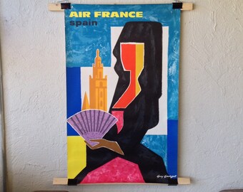 Original Air France Spain Airline Poster