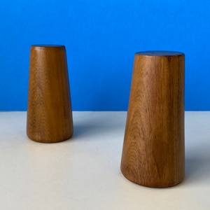 Pair Teak Salt Pepper Shakers
