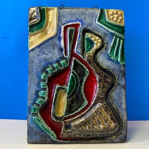 Mid Century Bas-Relief Ceramic Art Plaque
