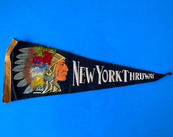 New York State Thruway Vintage Souvenir Pennant - 25.5” x 7.5